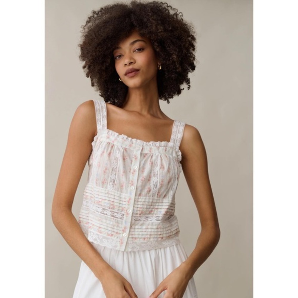 NWT Sorella Misty Cotton Lace Top in Rosy Ribbon - Size 6